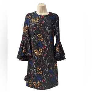 Calvin Klein Floral Dress Ruffle 3/4 Sleeves Size 4